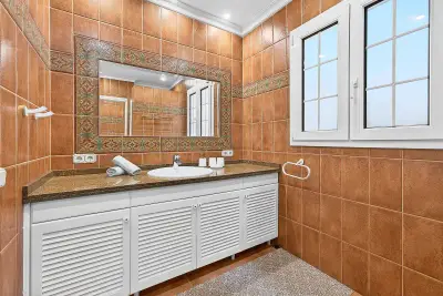 Bathroom for the lower-floor bedrooms